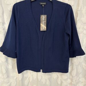 Nina Leonard Navy Short Knit Cardigan XL
